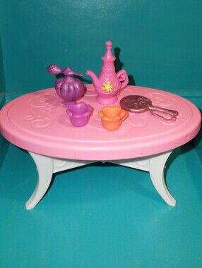 Barbie pink doll house fable with purple perfume & accessories